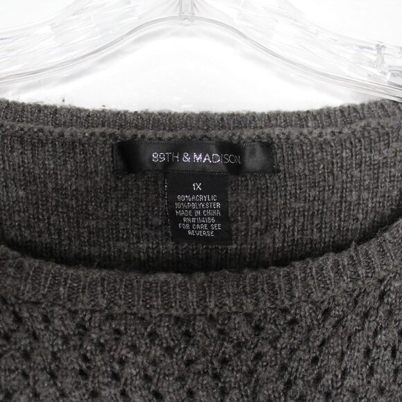 89th & Madison Sweater Scoop Neck High Low 1x Gray - Picture 3 of 8